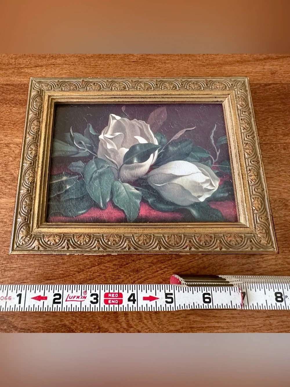 Framed Magnolia Floral Wall Art – Vintage Style Gold Frame – 8” x 6”